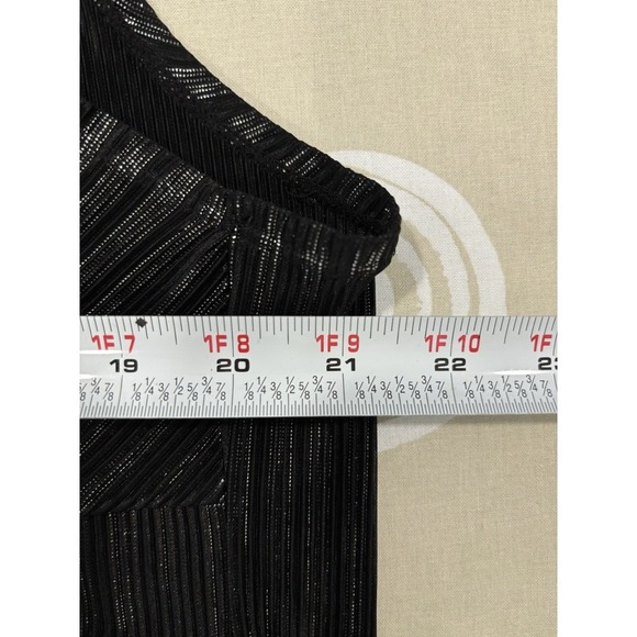 Tatoo Me Pleated Tank Top Y2K Black Metallic V-Neck Sleeveless 2XL Going Out - Picture 5 of 10